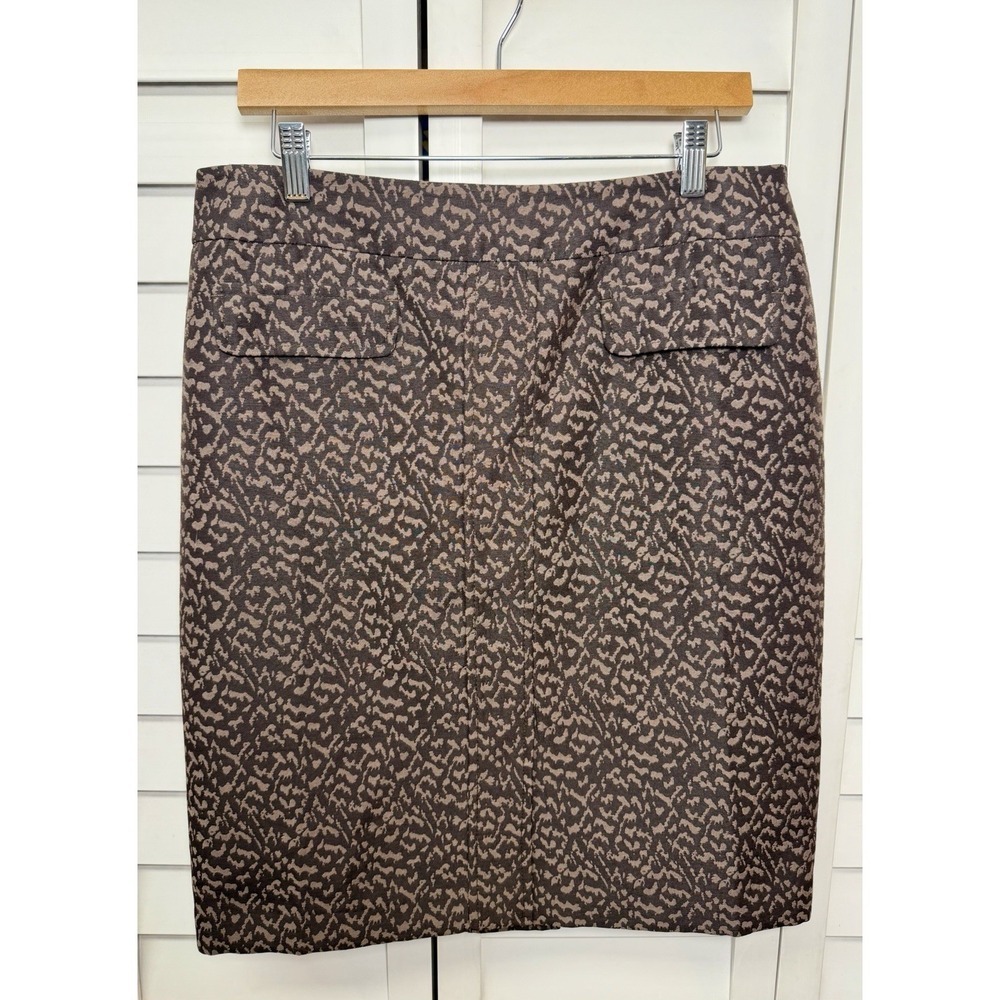 Ann Taylor Leopard Animal Print Front Slit Lined Pencil Skirt Women's Size 10
